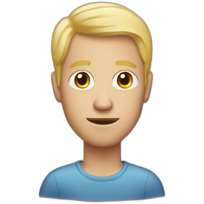 man with receding blonde hair holding iphone emoji