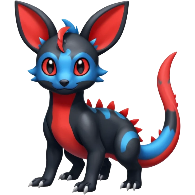 Cute Shiny Guilmon-Salandit-Umbreon-Fakémon-hybrid-creature (full body)  emoji
