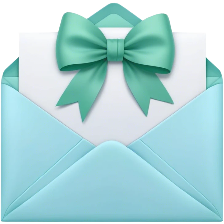 beautiful aesthetic love letter in pastel blue color with green bow aesthetically placed  emoji
