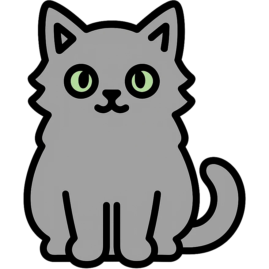 gray fluffy cat with light green eyes emoji