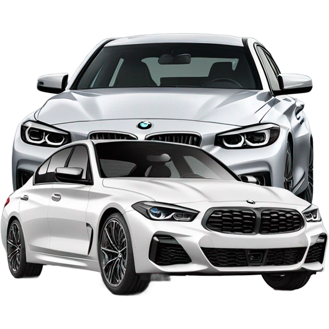 White 2023 BMW M340i and Gray Infiniti Q50RS emoji