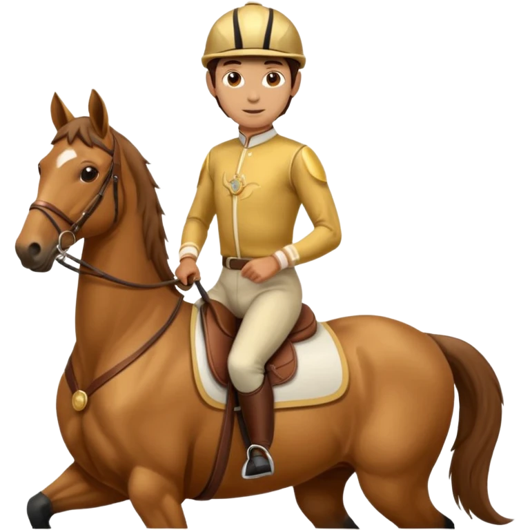 a jockey riding a horse gold jersey and saddle emoji