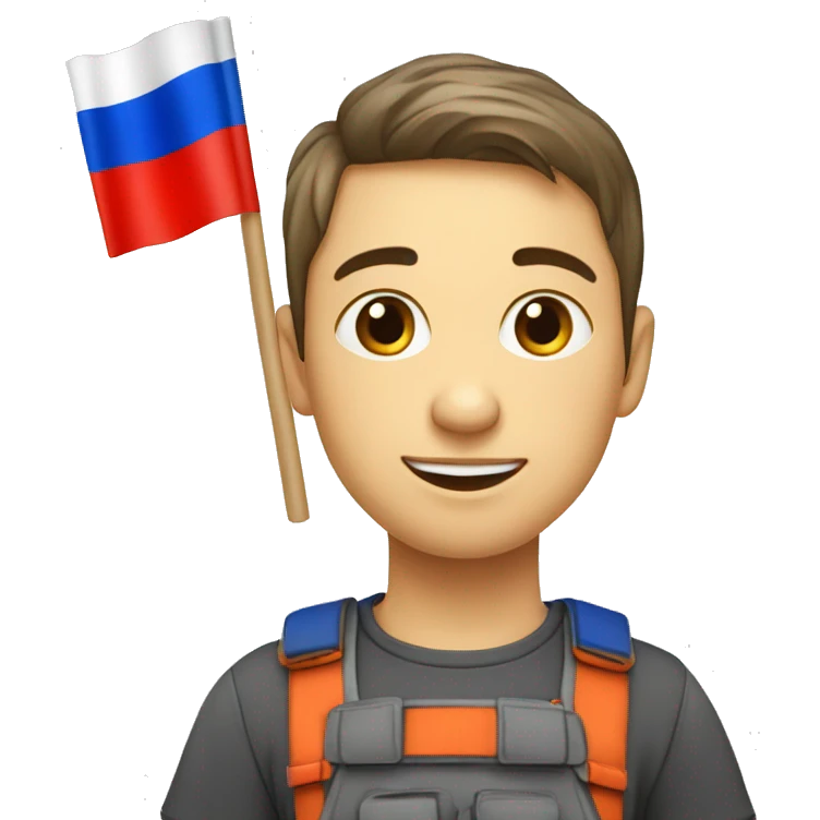 Jeune qui mange avec un drapeau russe emoji