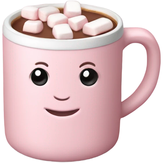 Light Pink mug of hot chocolate with marshmallows  emoji