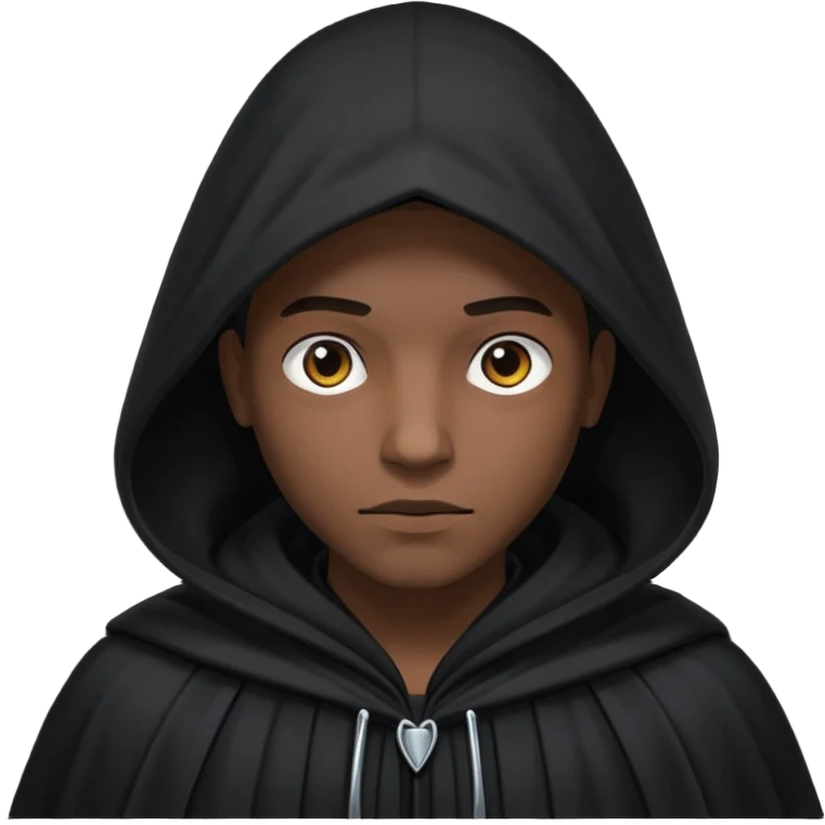 A dark shadowy figure wearing a hooded cloak emoji