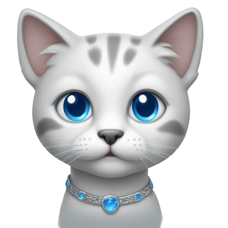 Cat silver shaded with blue eyes  emoji