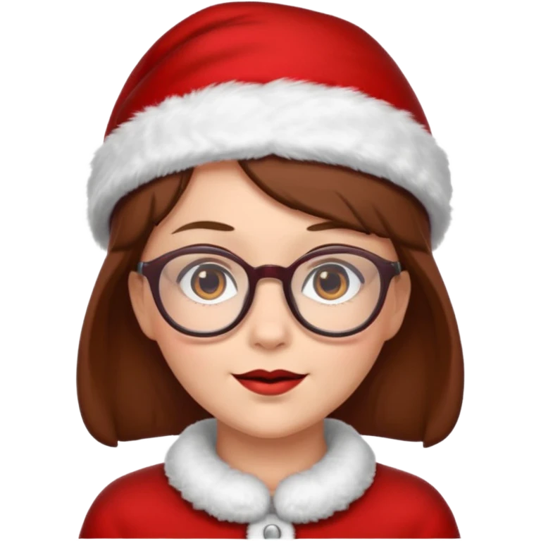 female Santa Claus with glasses with brown short hair emoji