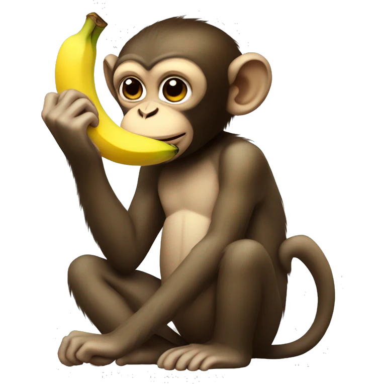 Monkey with a bow eating a banana emoji