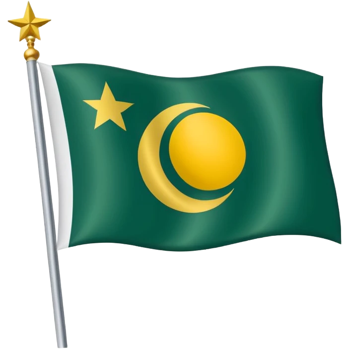 Flag of the actual Azad Kashmir with yellow stripes,green background and white moon and star emoji