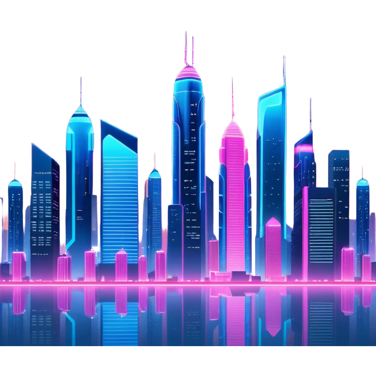 A futuristic cityscape at night, with neon lights and towering skyscrapers illuminating the sky emoji