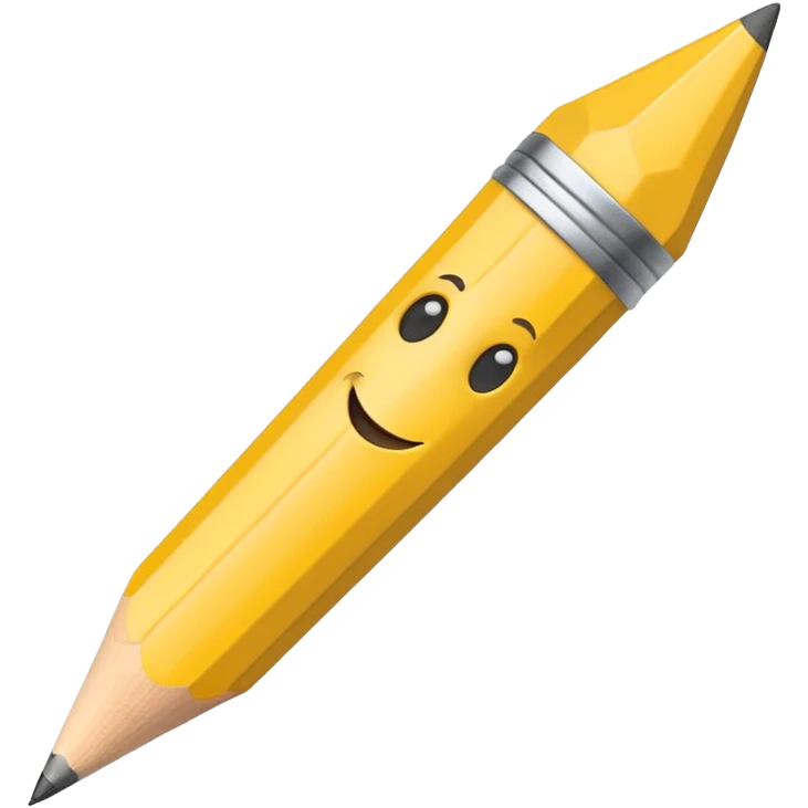 classic yellow pencil with a cute smiling face emoji