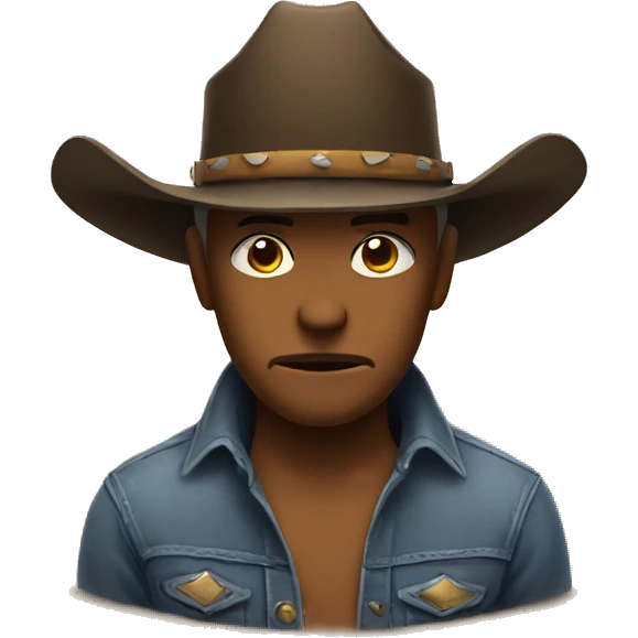sad face with cowboy hat emoji