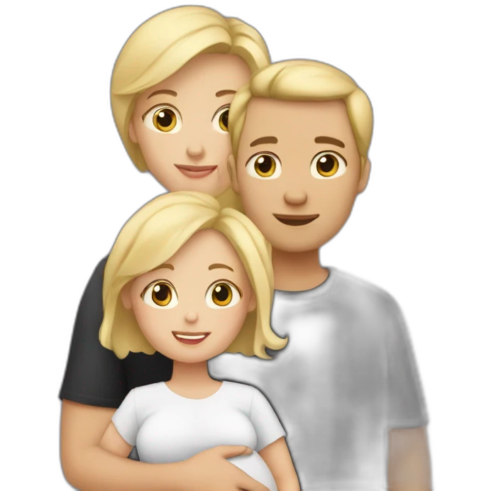Family;blonde-haired-pregnant-mother, blonde-haired-baby-boy, black-haired-dad emoji