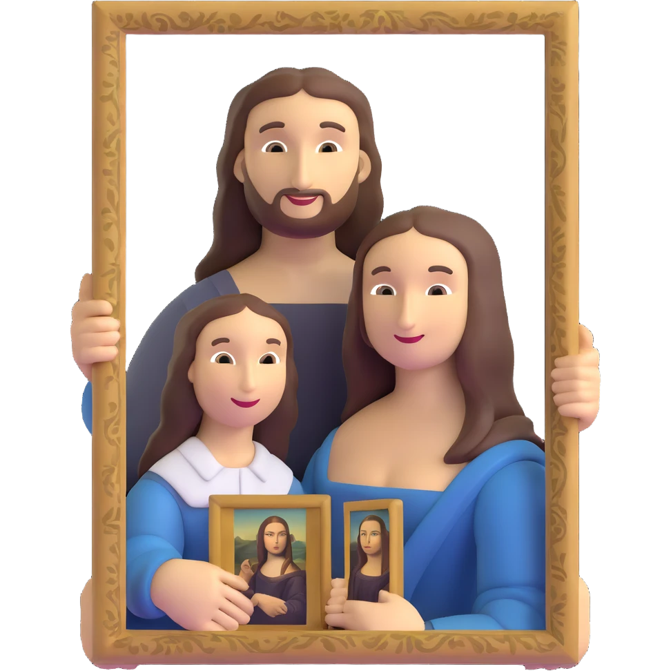 Leonardo da Vinci with Mona Lisa painting emoji