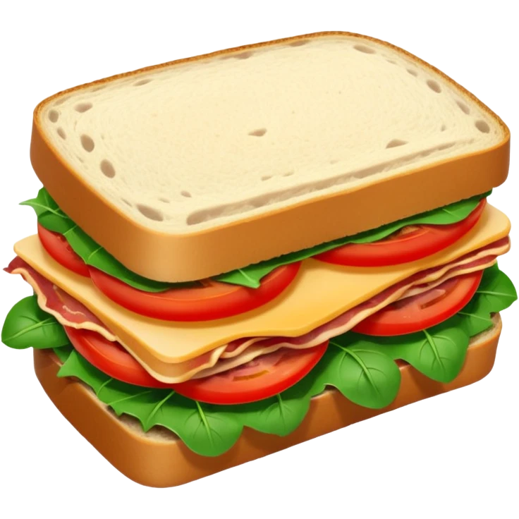 Sourdough bread sandwich with arugula and bacon and tomato slices inside emoji