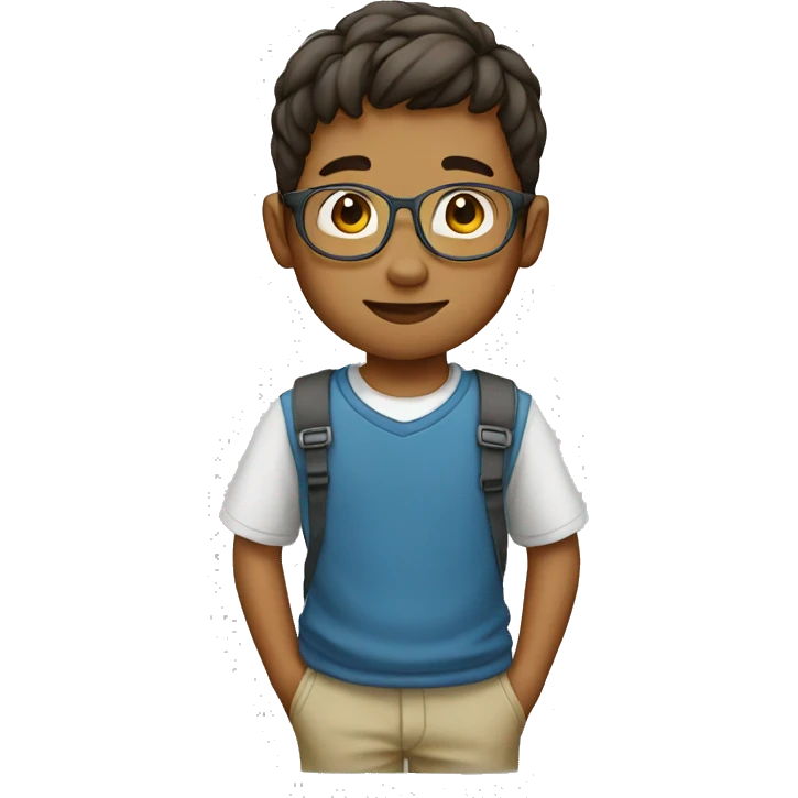 Boy with glassis, in tshit emoji
