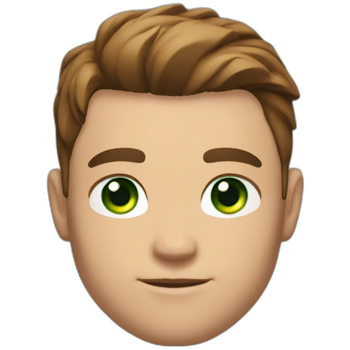 Bodybuilder enormous shoulders chest and neck guy with green eyes and brown hair model face no smile emoji