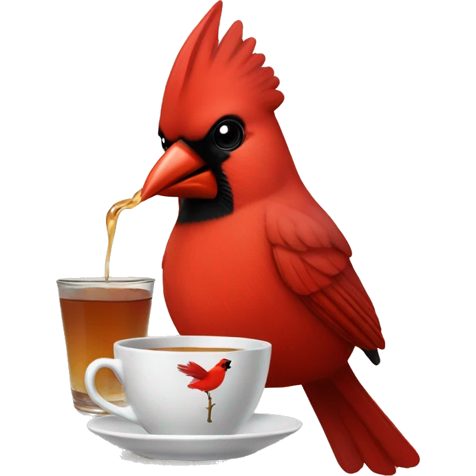 cardinal sipping tea emoji
