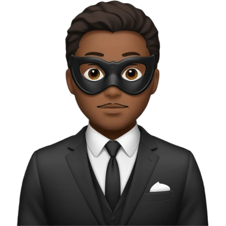 black man in suit and mask emoji