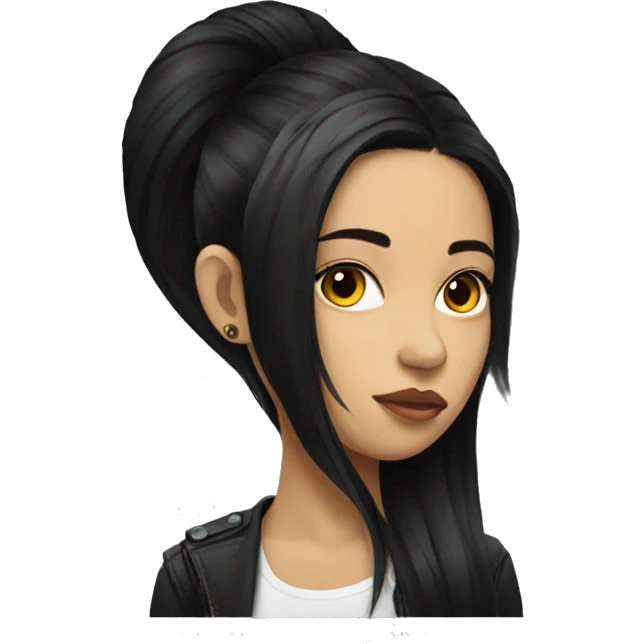 vietnam girl with a dragon tattoo in her right side of her head with black long hair emoji