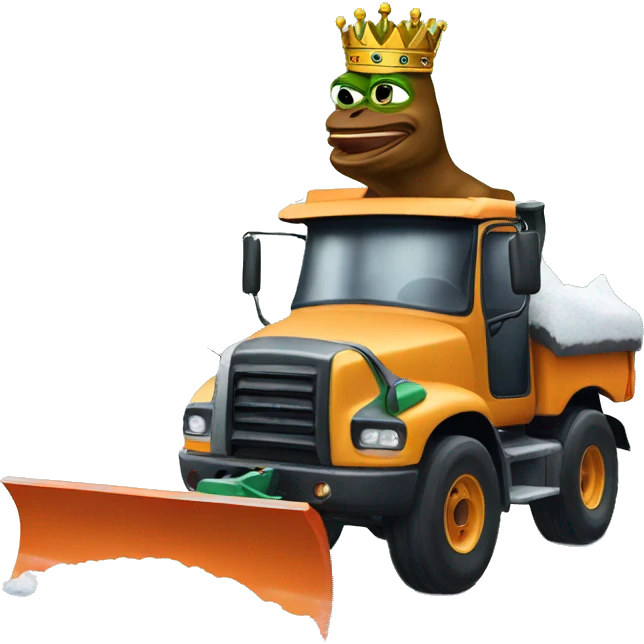 King pepe driving a snow plow emoji