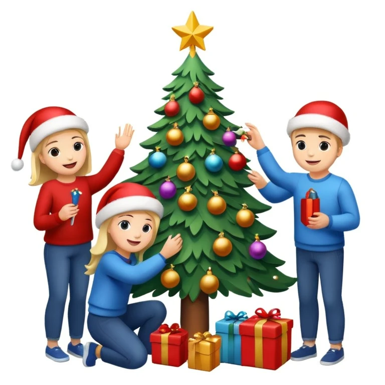 people decorating a Christmas tree emoji