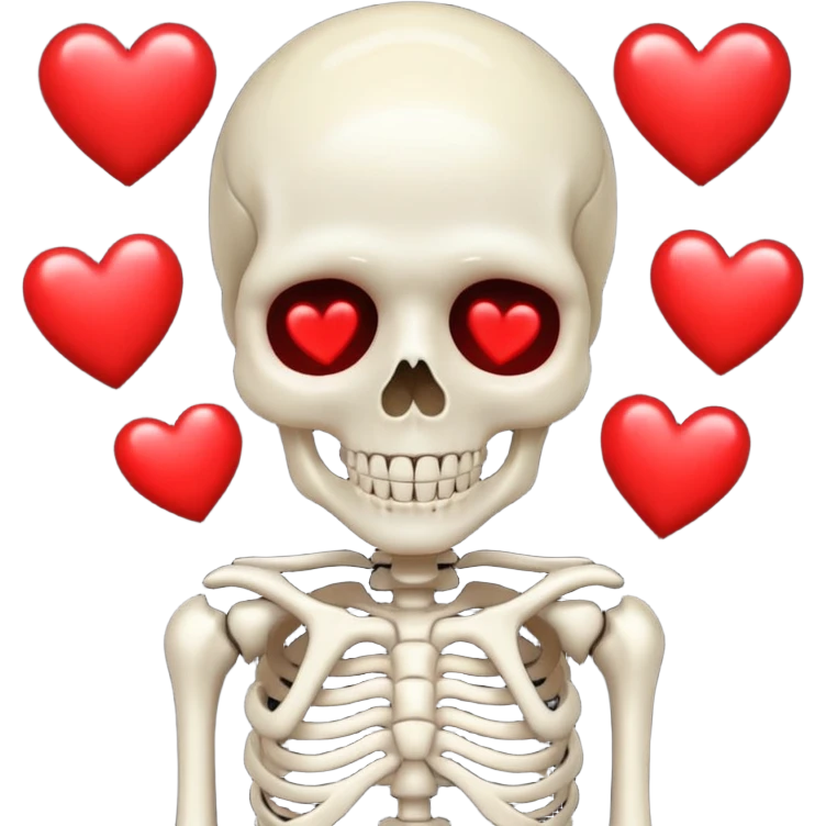 Skeleton with hearts emoji