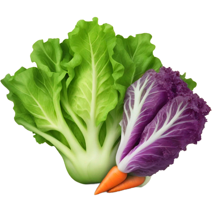 lettuce with a carrot in front of it emoji