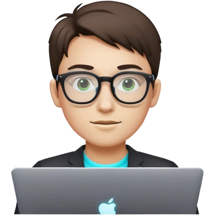 An emoji of a person with a laptop wearing glasses and with a slight neon glow emoji