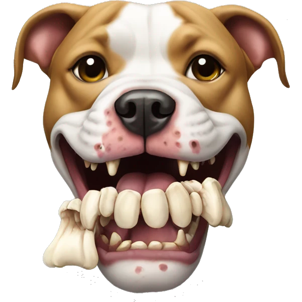 Pit bull dog with skull in his mouth emoji