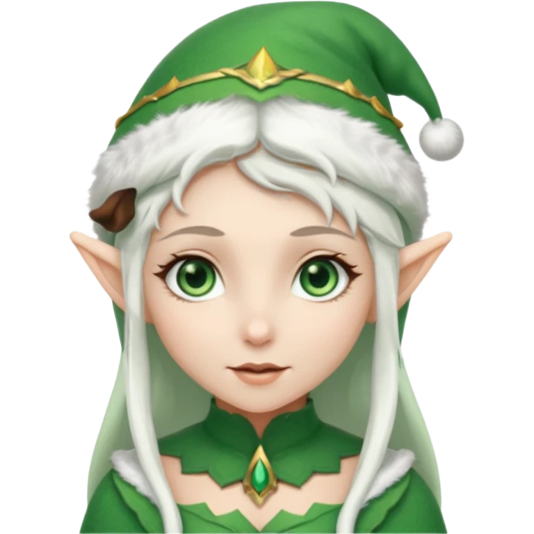 elf girl with elf hat, white hair emoji