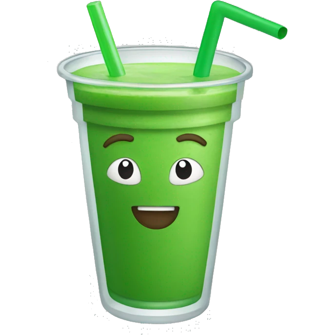 Green smoothie with one glass straw emoji