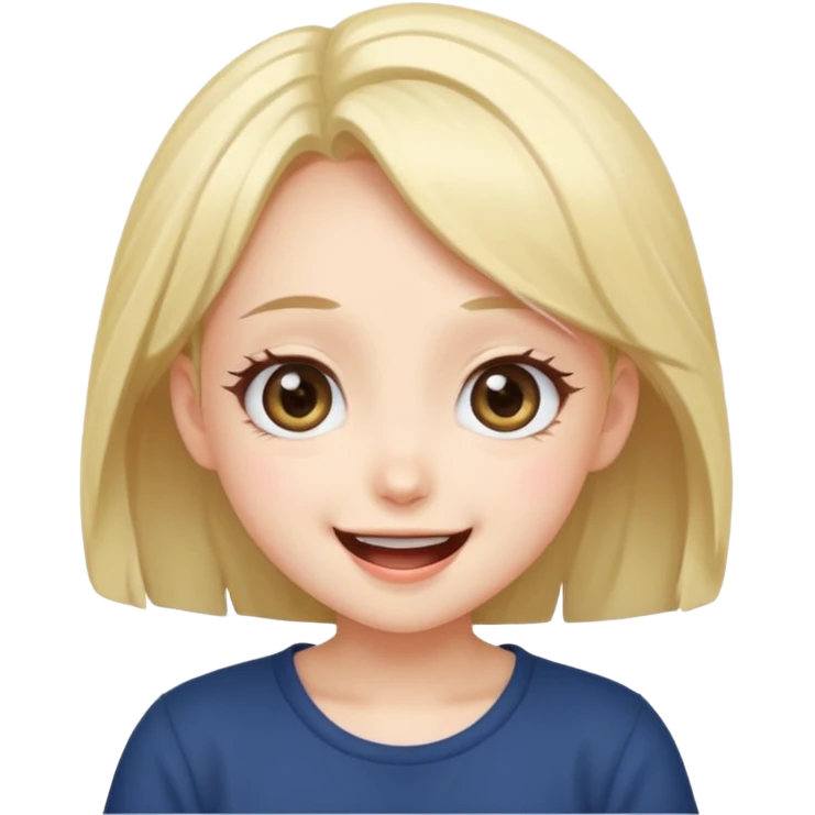 Make a cute anime girl laughing  emoji