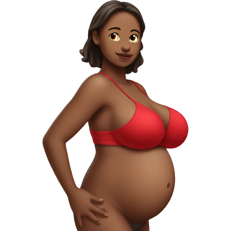 pregnant belly girl with red bra emoji