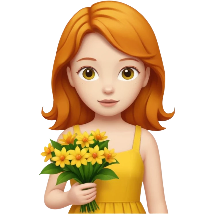Girl Ginger her yellow dress flowers  emoji