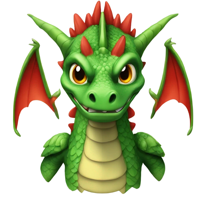 the head of a graoully dragon, green body and red back and green / yellow wings emoji