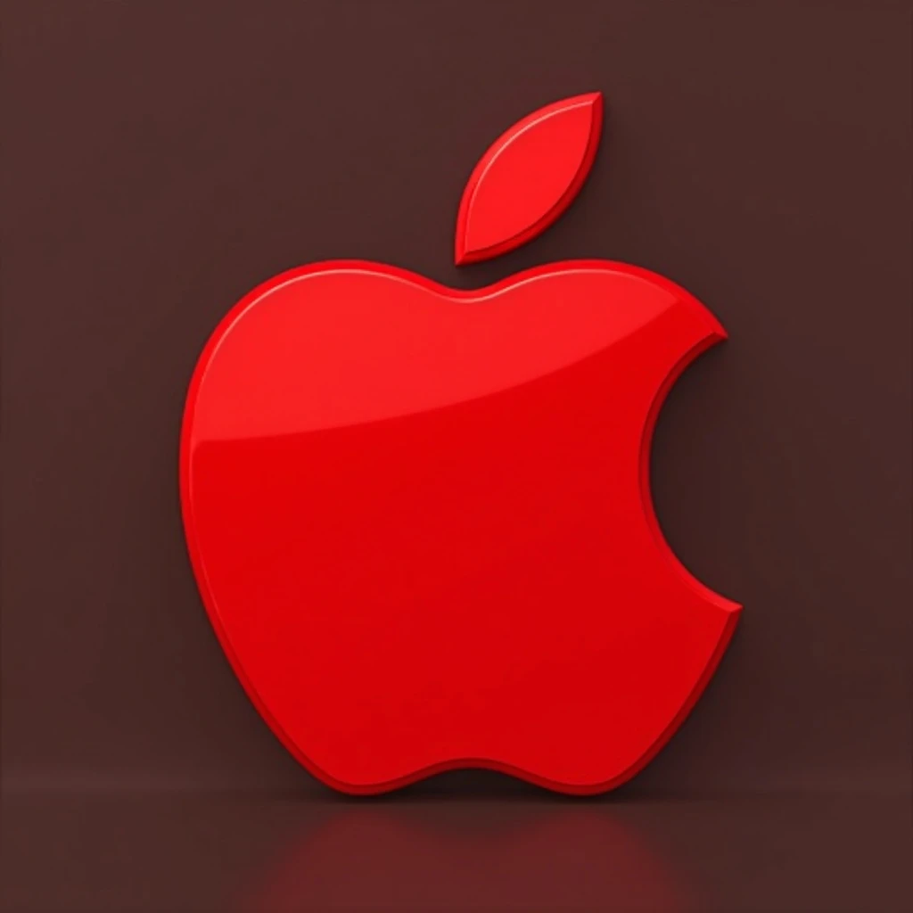 realistic shiny red apple icon in skeuomorphism style with subtle shadows and highlights emoji
