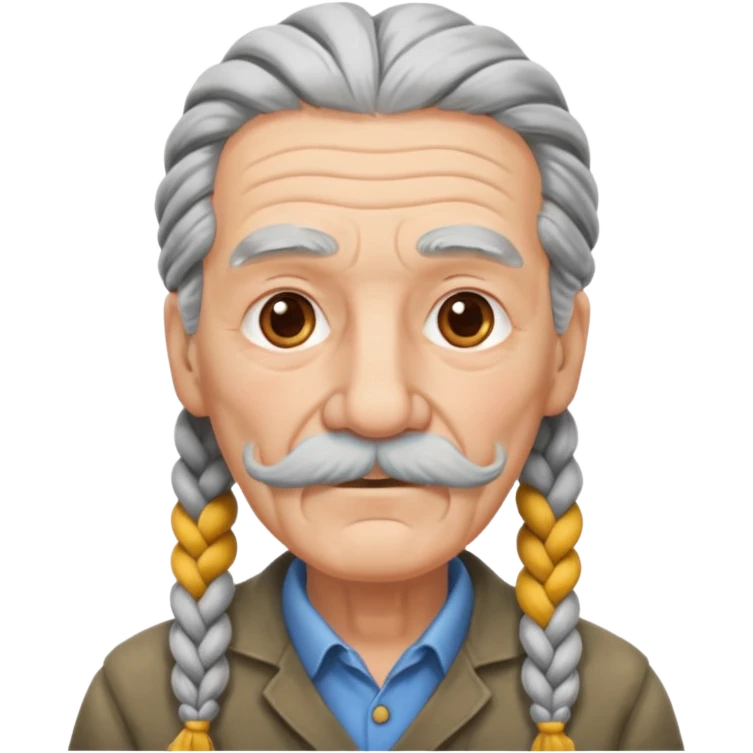 very old,  and mustached, haired, braided, emoji