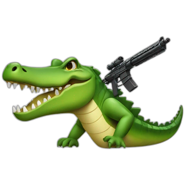 A crocodile with an gun emoji