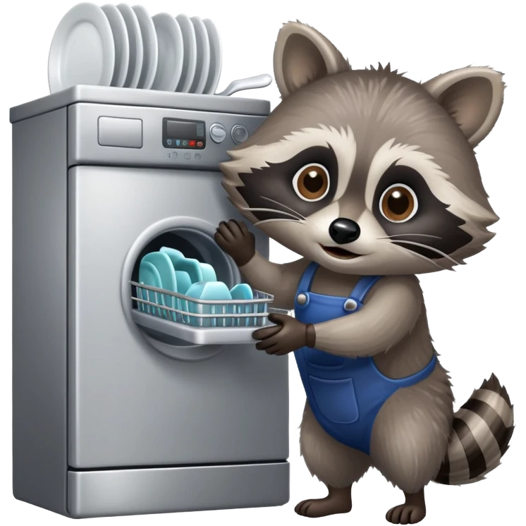 Raccoon loading dishwasher  emoji