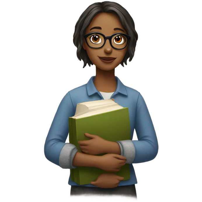girl wearing glasses and book emoji