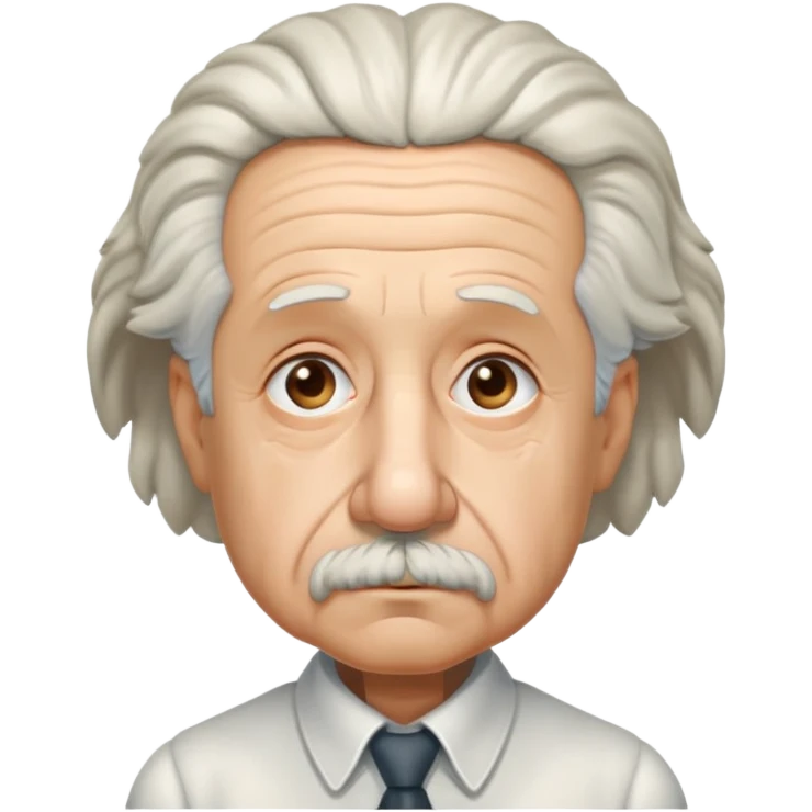 Albert Einstein with a sad expression emoji