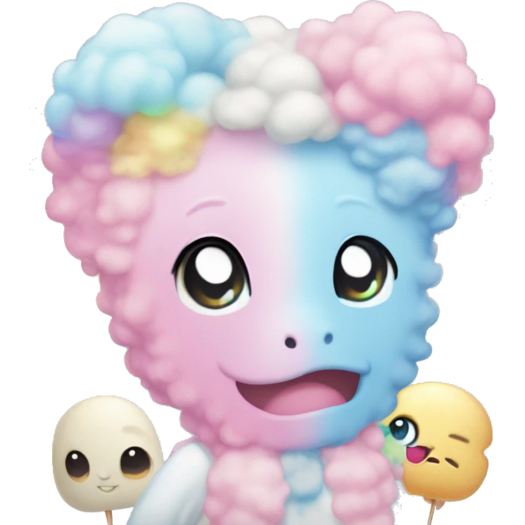 really cute and kawaii rainbow and pastel cotton candy with derpy eyes and preppy stuff  emoji
