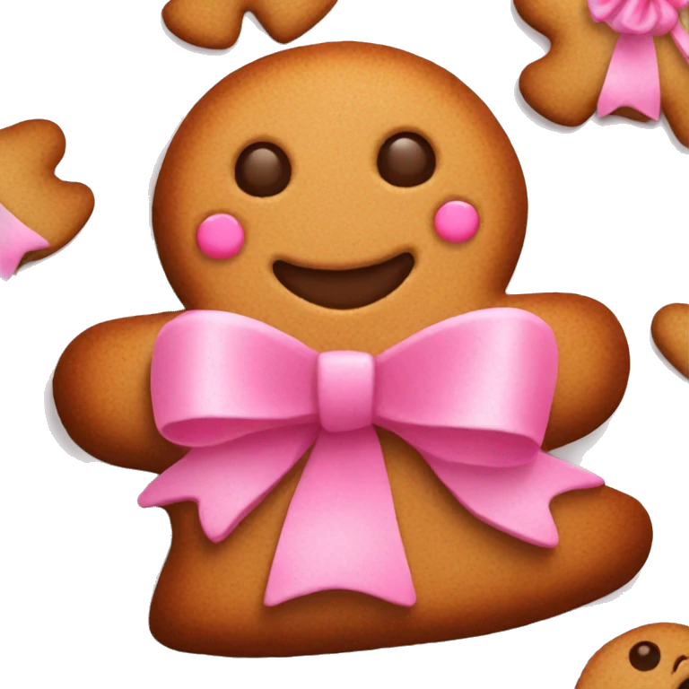 gingerbread cookie with pink bow emoji