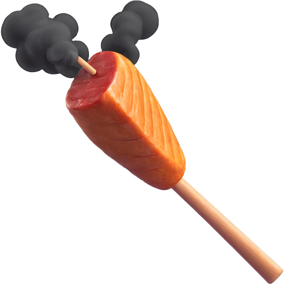 picanha on a stick with a bit of smoke emoji