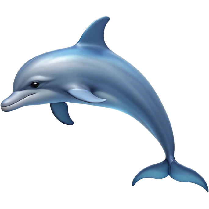 Cinematic Noble Dolphin Portrait Emoji, Poised and graceful, with a sleek, streamlined body of smooth, silvery-blue skin and a gentle, arched dorsal fin, deep, soulful eyes exuding intelligence, Simplified yet sharp and sophisticated features, highly detailed, glowing with a soft, aquatic luminescence, high shine, intelligent and elegant, stylized with an air of oceanic majesty, focused and fluid, soft glowing outline, capturing the essence of a watchful and confident marine guardian that seems ready to leap out of the screen with effortless authority! emoji
