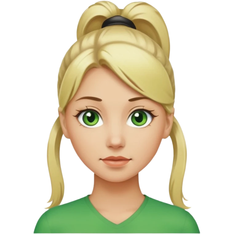 Green eyed blonde woman with ponytail  emoji