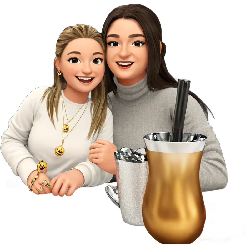 smiling girls with jewelry indoors emoji