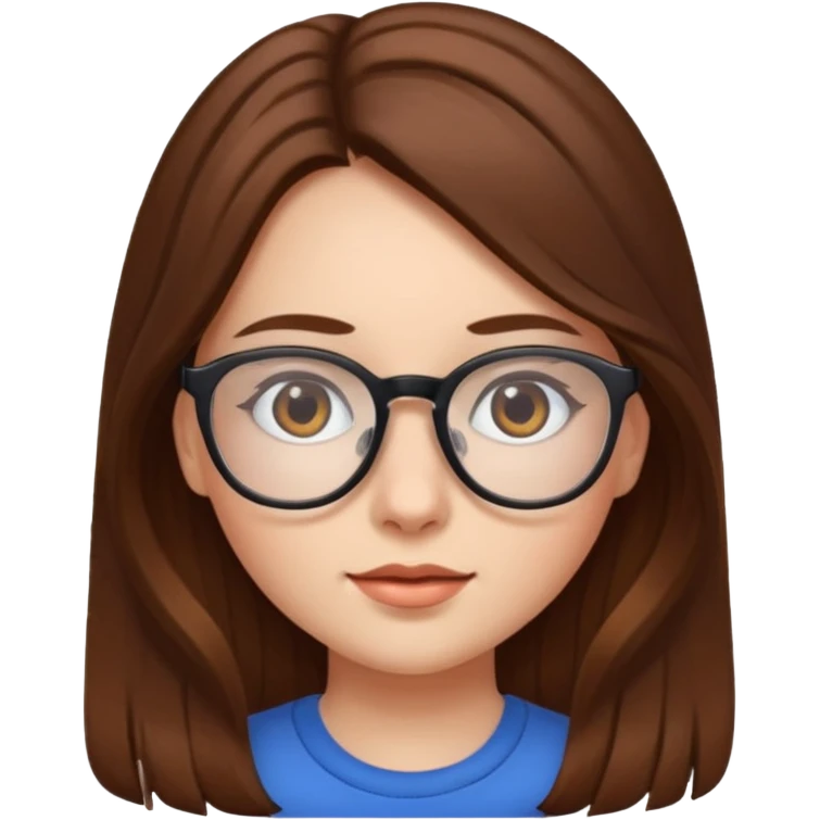 Girl with glasses and long brown hair emoji