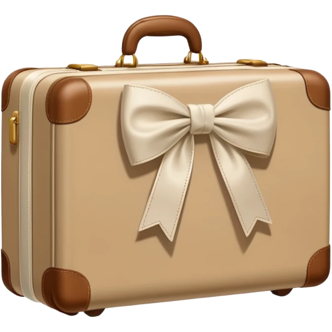 Beige luggage with white bow  emoji